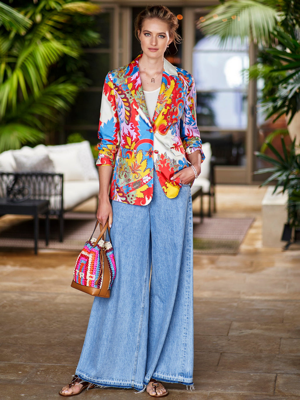 Giolla Raffia Bucket Handbag