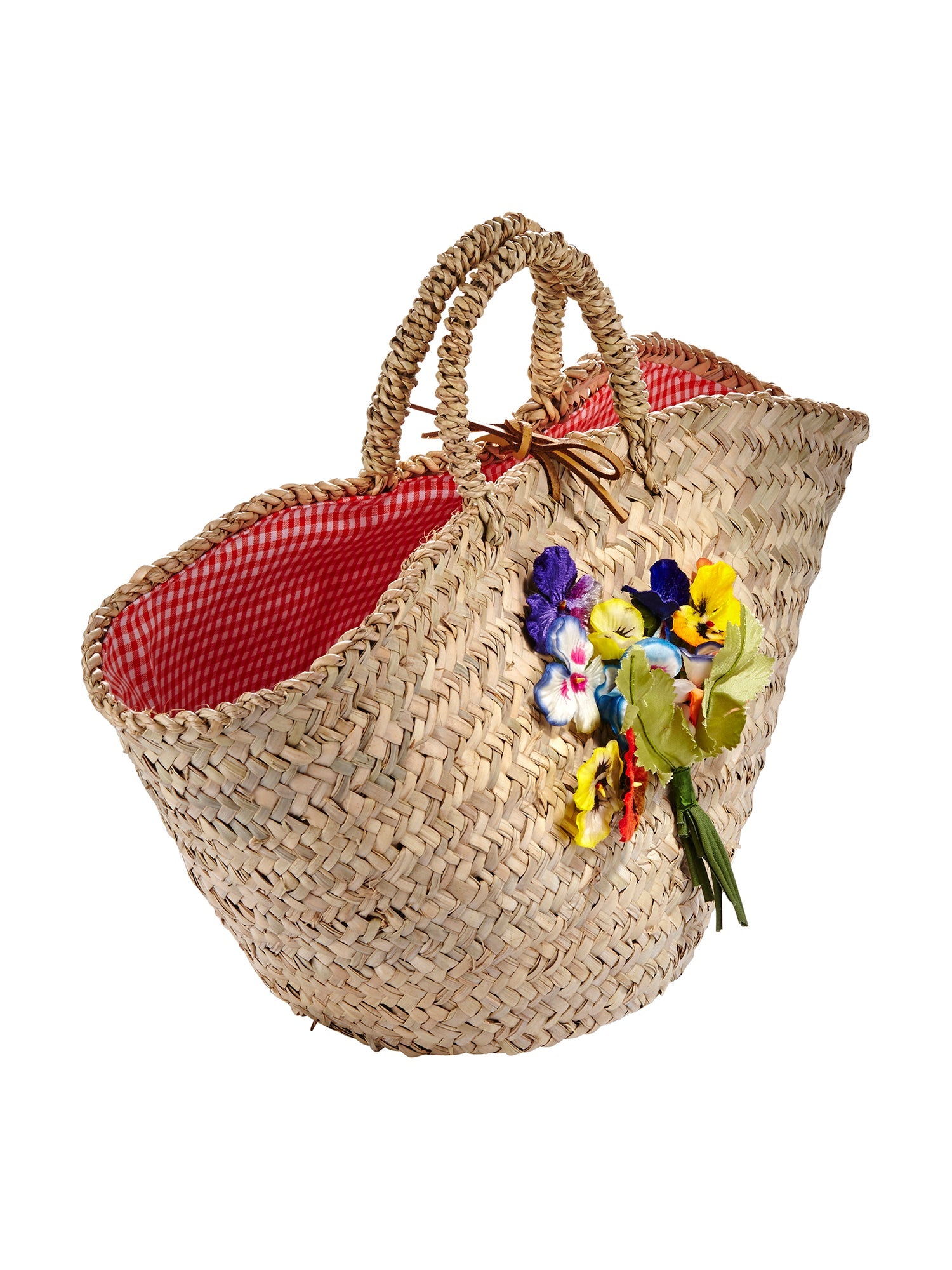 Multi Pansies Straw Bag