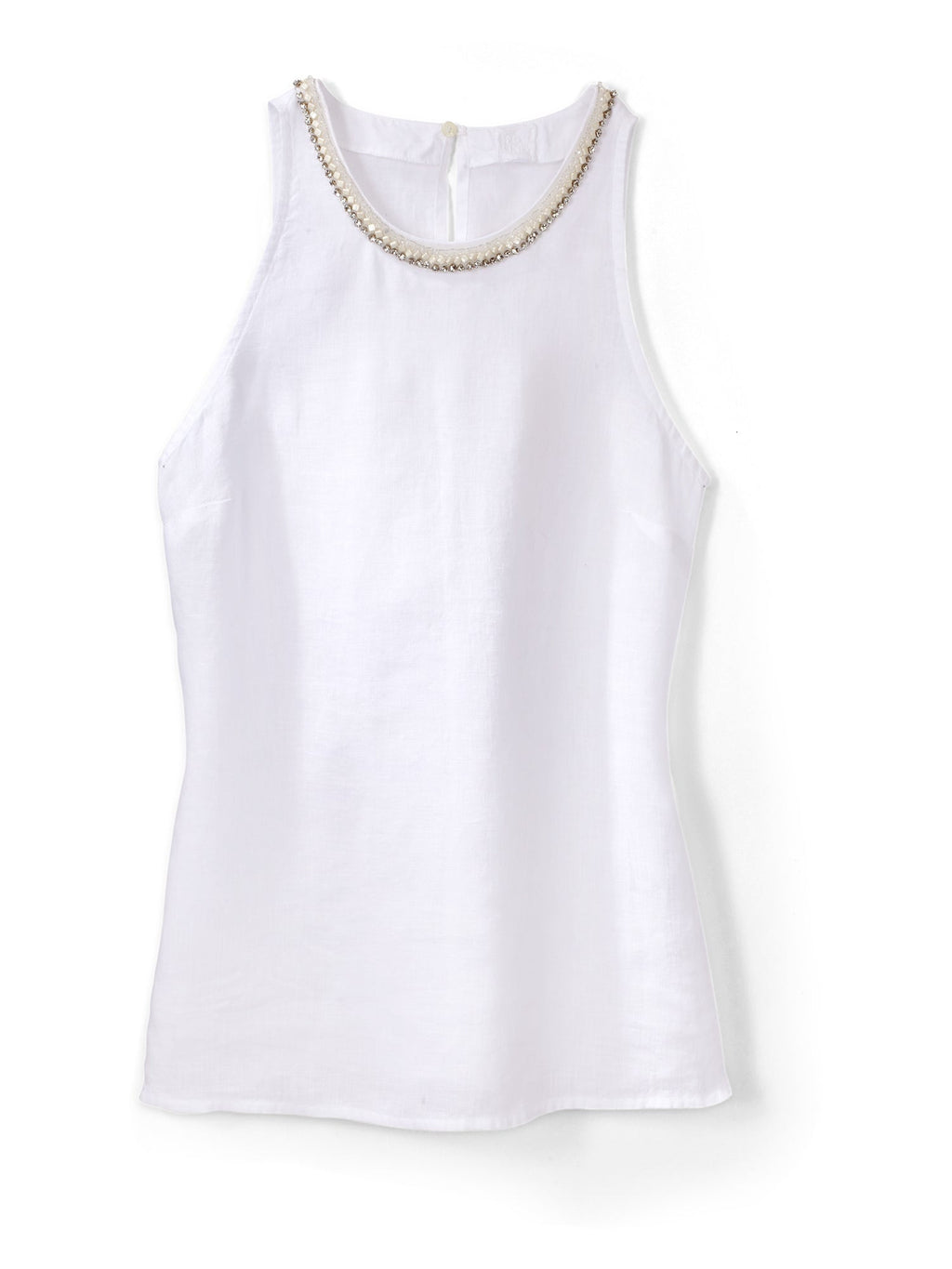 Alaya Jewel Sleeveless Linen Top
