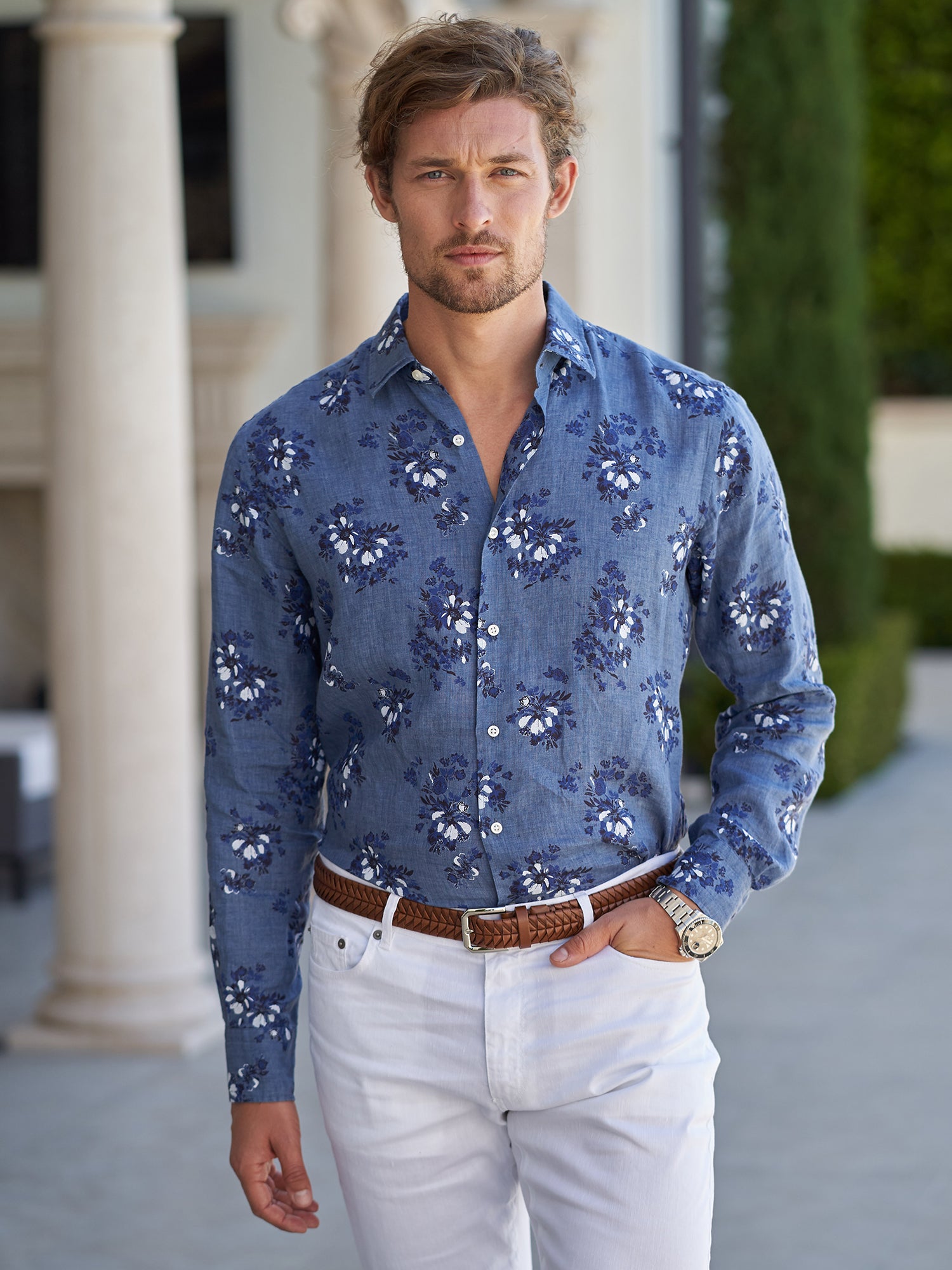 Charles Floral Linen Shirt
