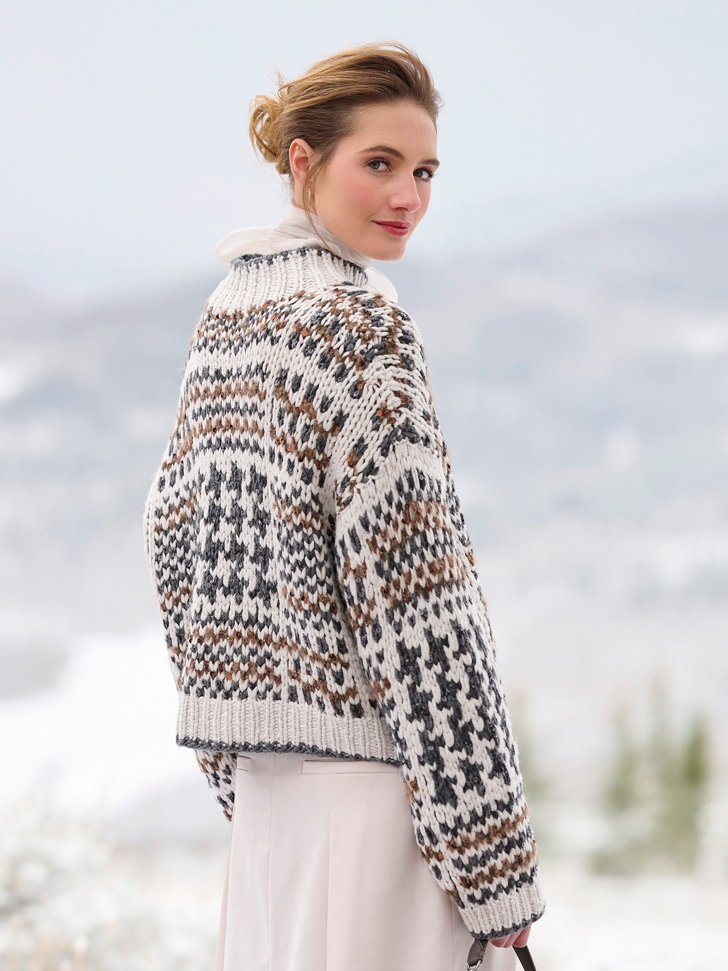 Herringbone Paillette Cashmere Sweater