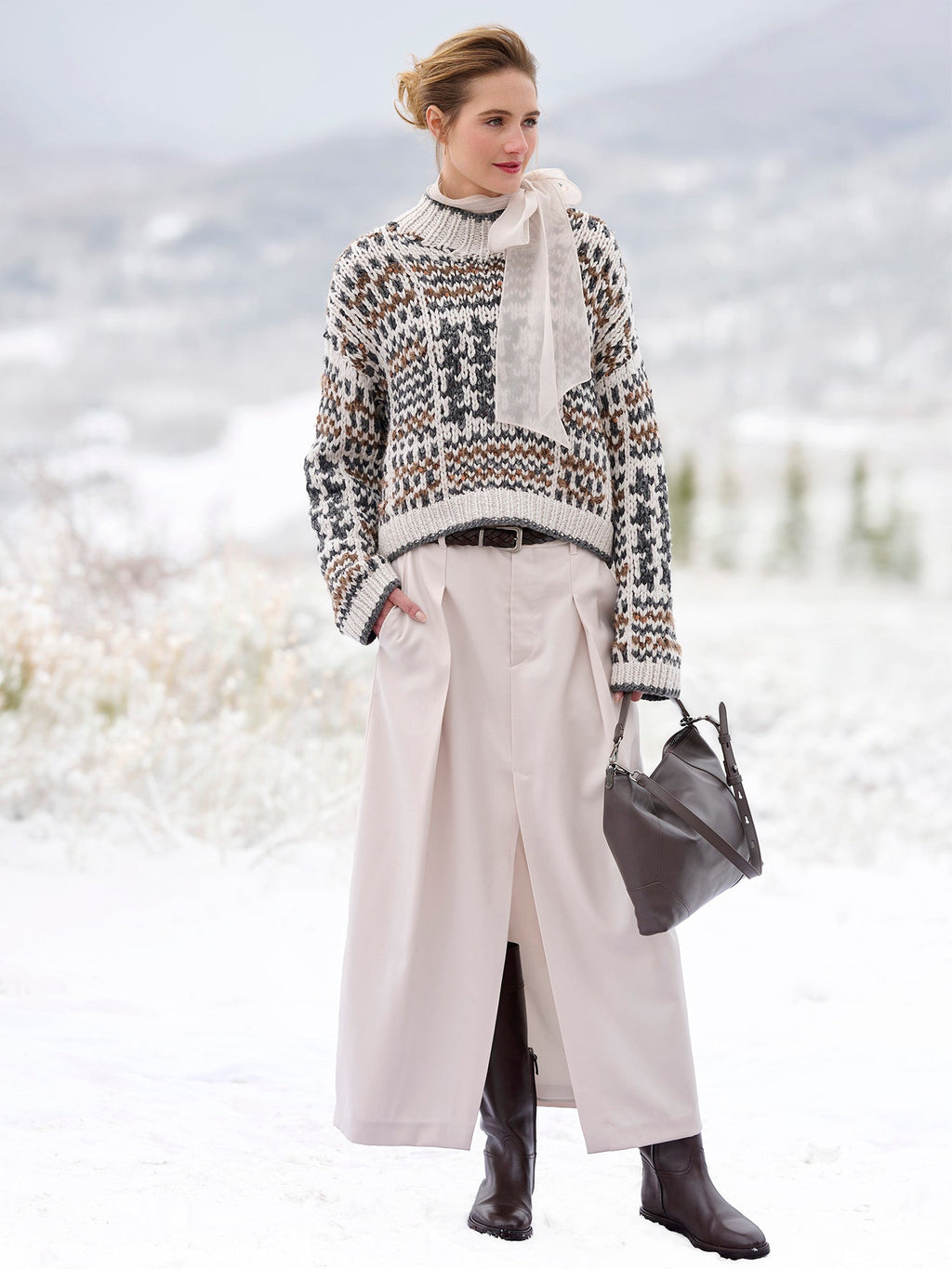 Herringbone Paillette Cashmere Sweater