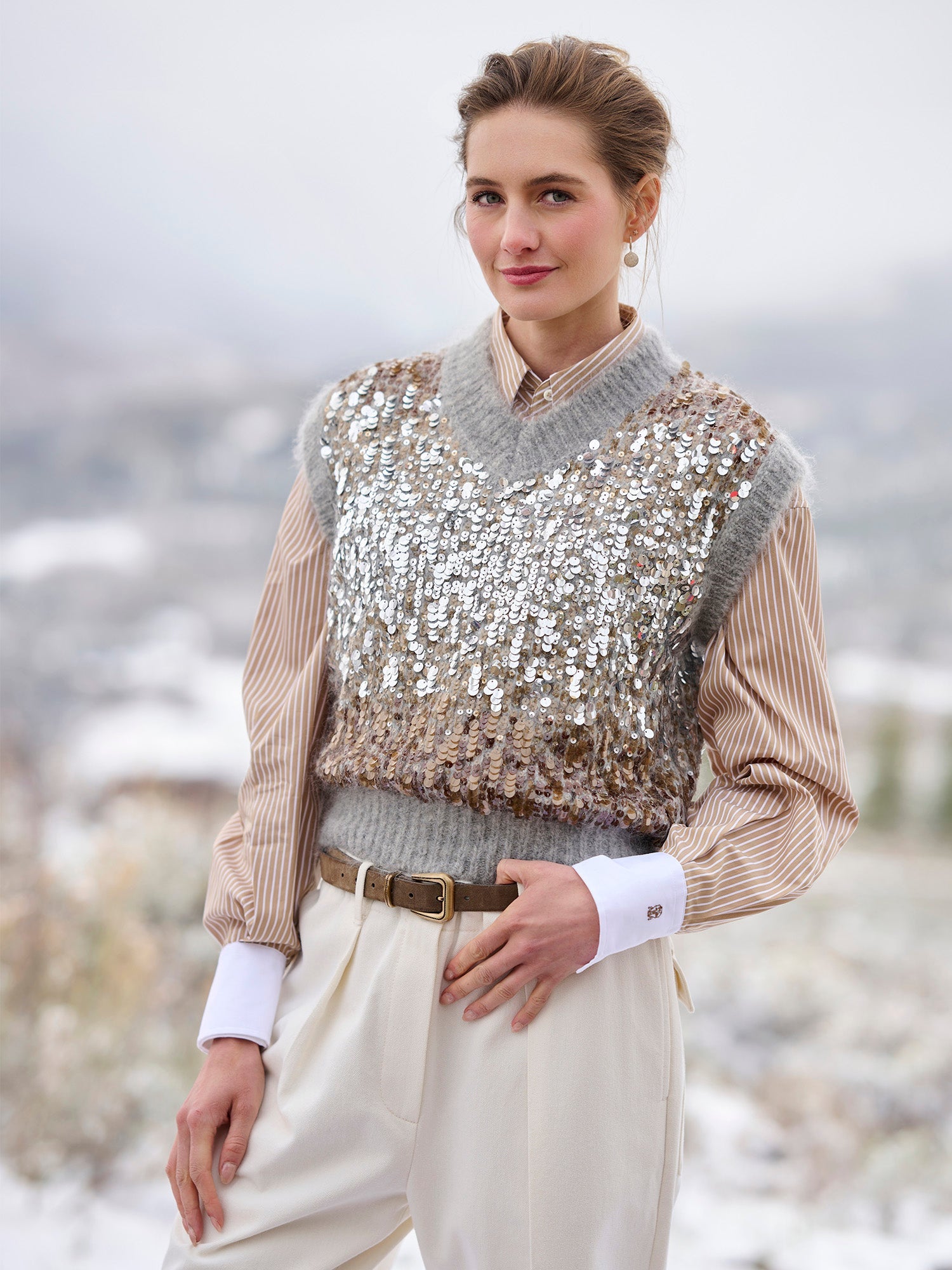 Ombre Paillette Sweater Vest