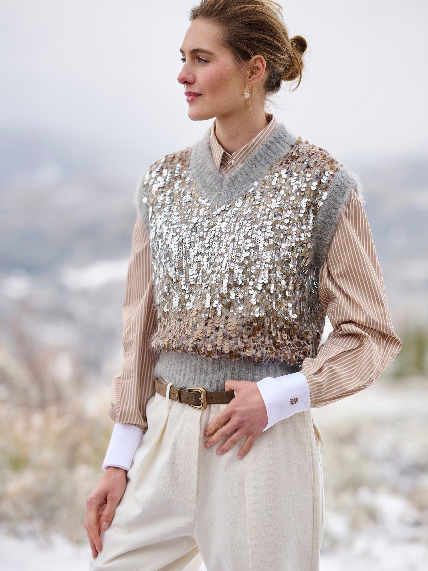 Ombre Paillette Sweater Vest