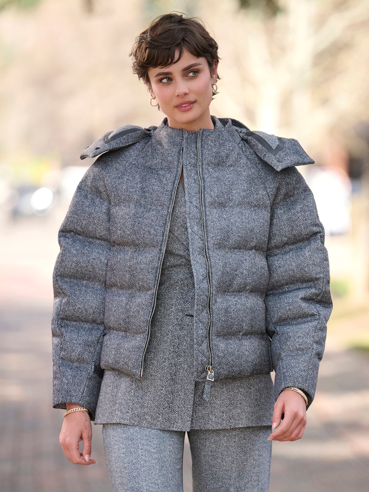 Evita Herringbone Puffer