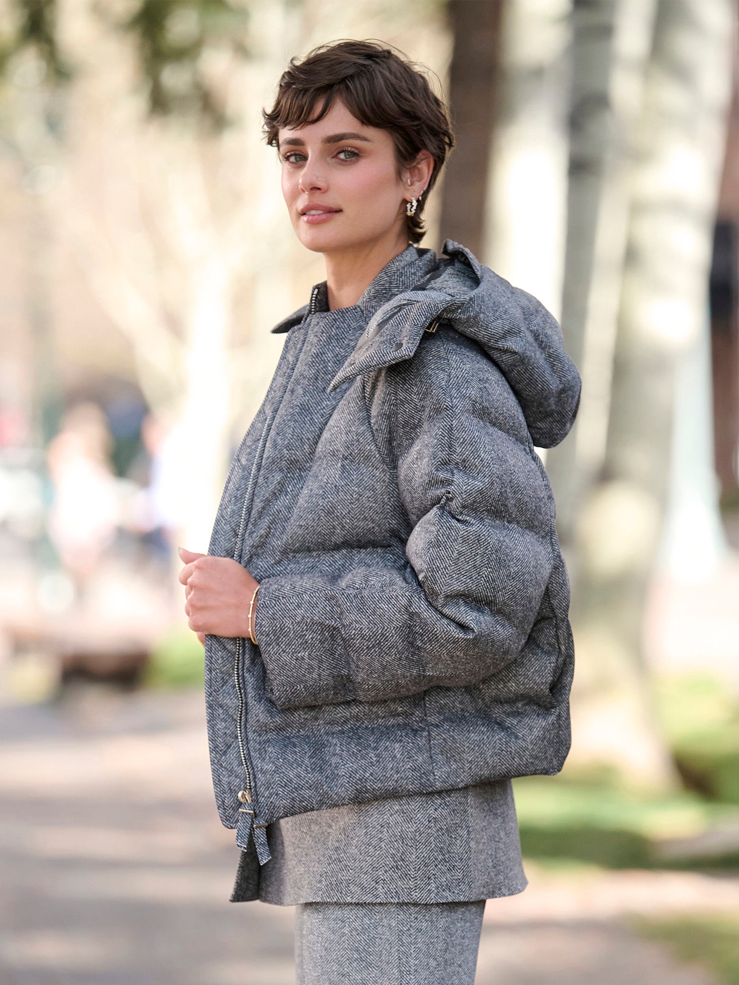 Evita Herringbone Puffer