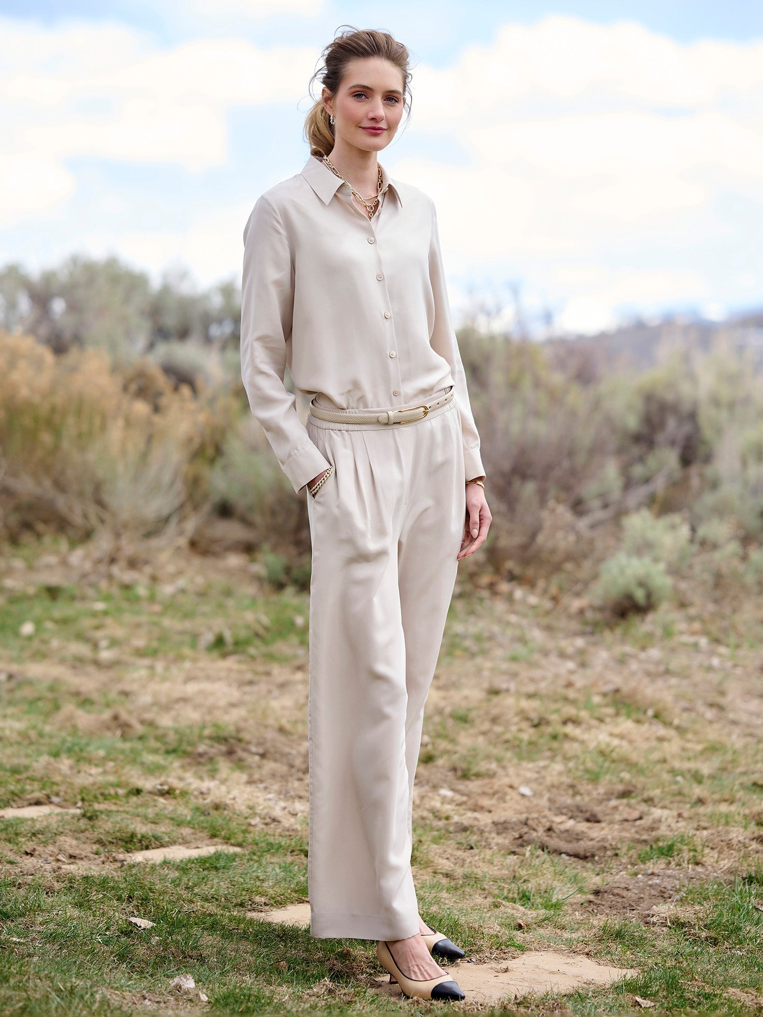 Sue Silk Wide Leg  Pant