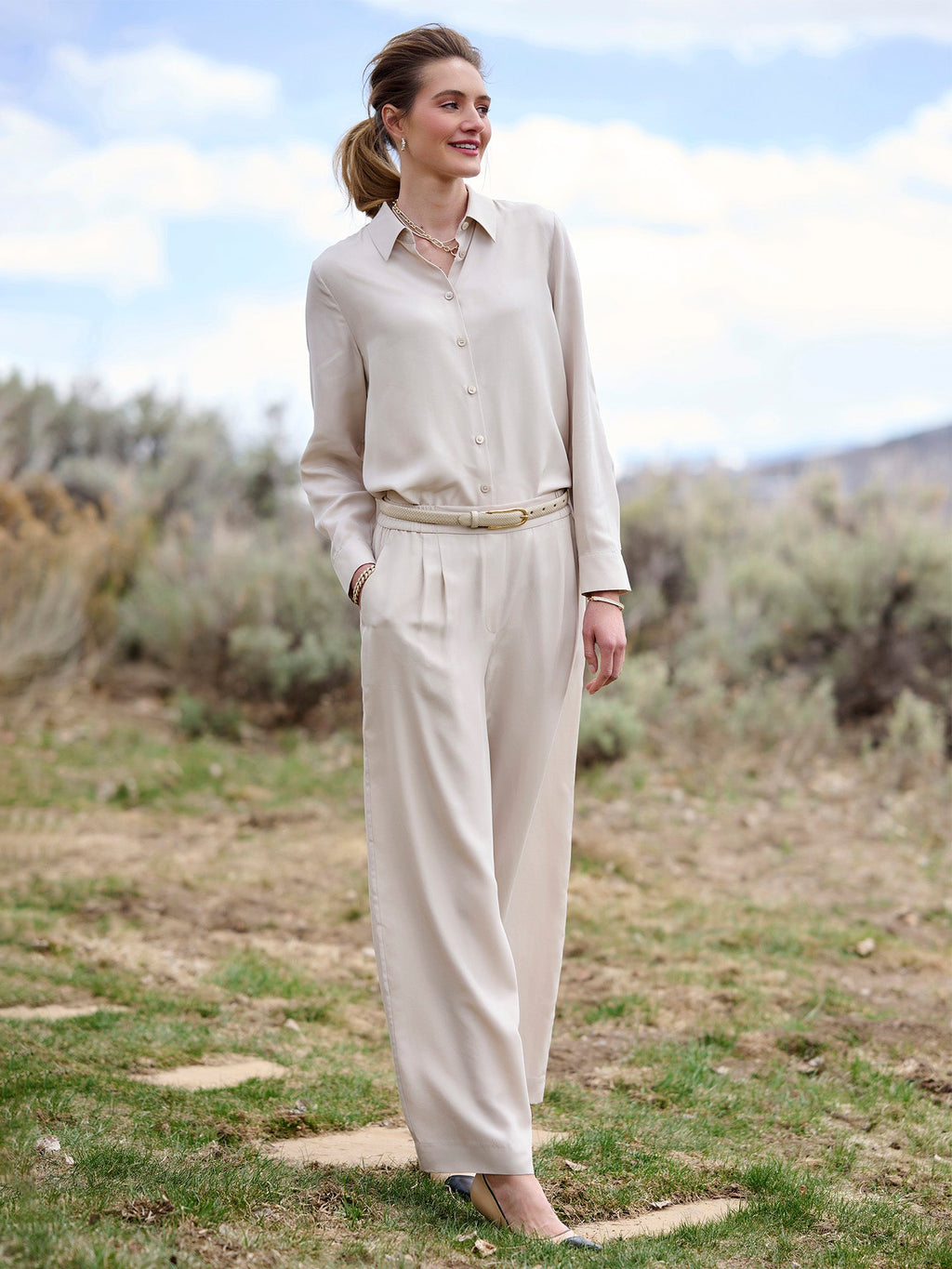 Sue Silk Wide Leg  Pant