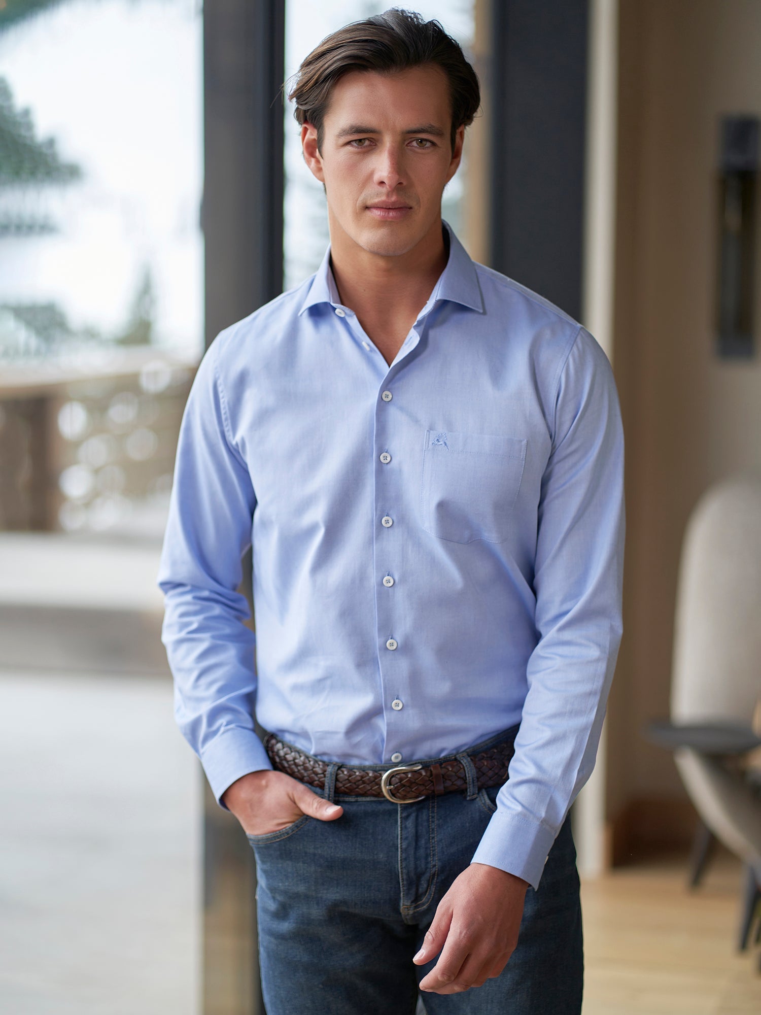 Solid Cotton Stretch Shirt