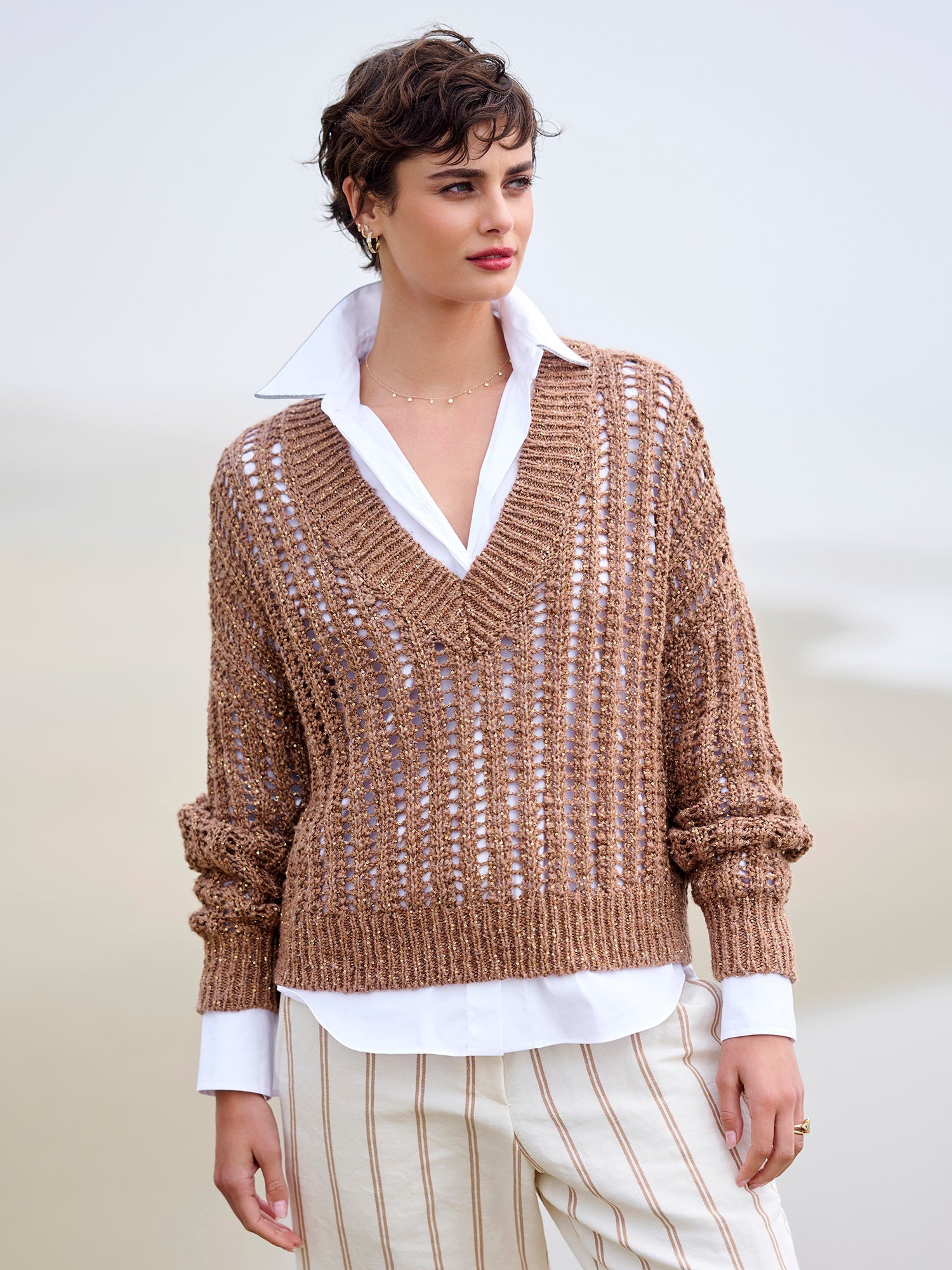 V-Neck Paillette Sweater