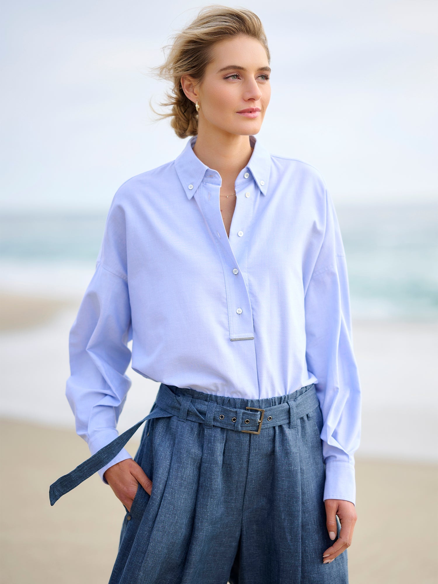 Belted Wide Leg Linen Pant