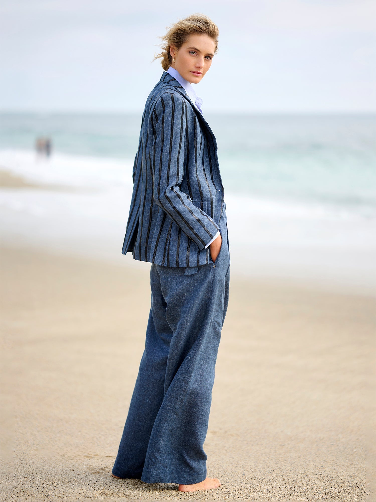 Belted Wide Leg Linen Pant