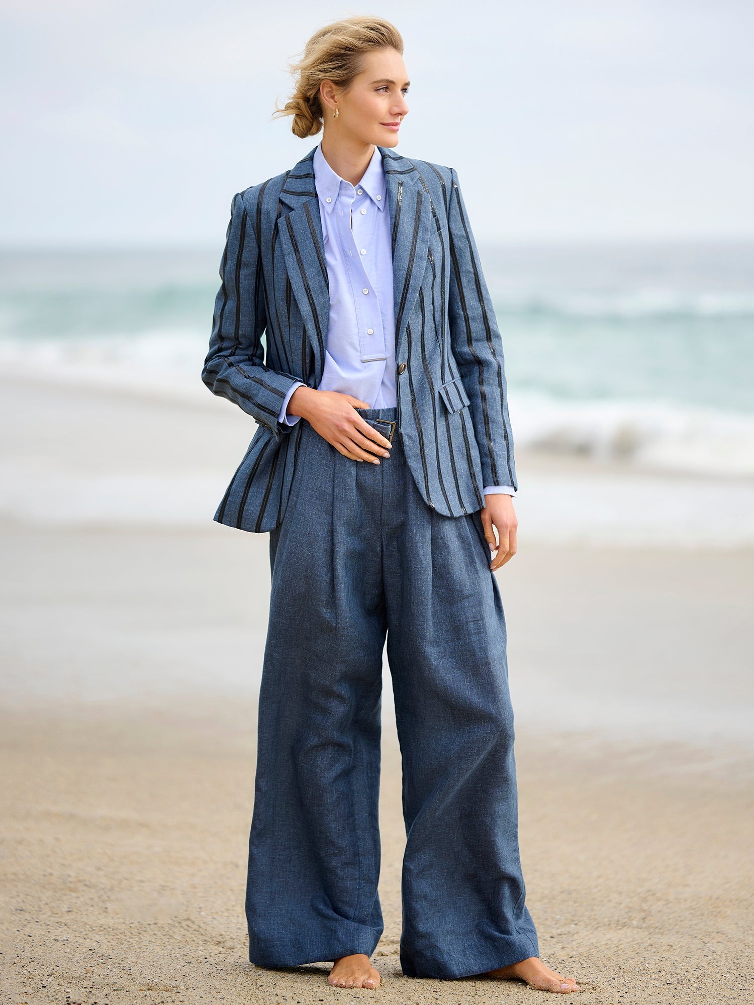 Belted Wide Leg Linen Pant