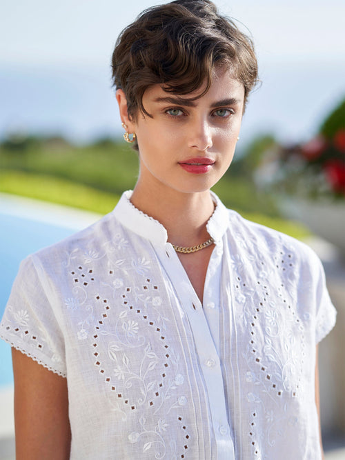 Adalee Cap Sleeve Linen Shirt
